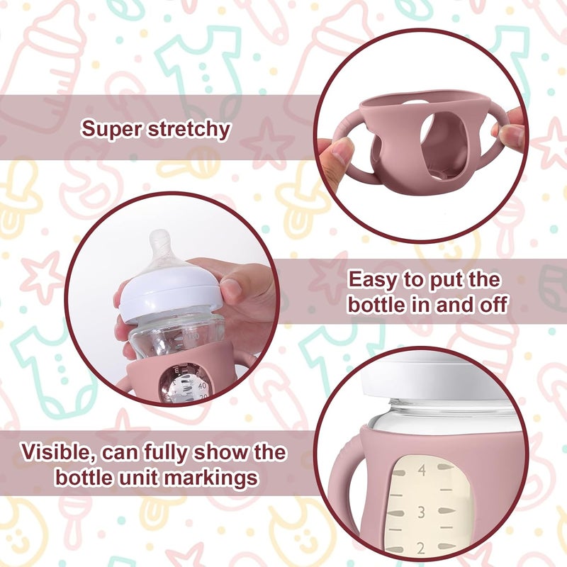 Juome Silicone Sleeves with Handles for Avent Natural Glass Baby Bottles - 3 Pack Anti Breakage Baby Bottle Holder for Philips Avent Glass Baby Bottle, Compatible with Phillips Avent Bottles 4oz - Image 4